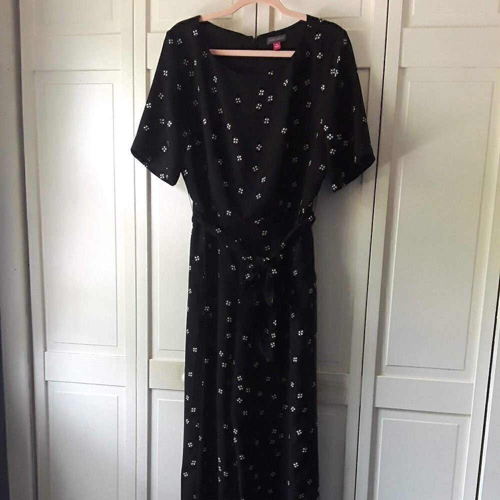 Vince Camuto Ditsy Short Sleeve Wide Leg Jumpsuit